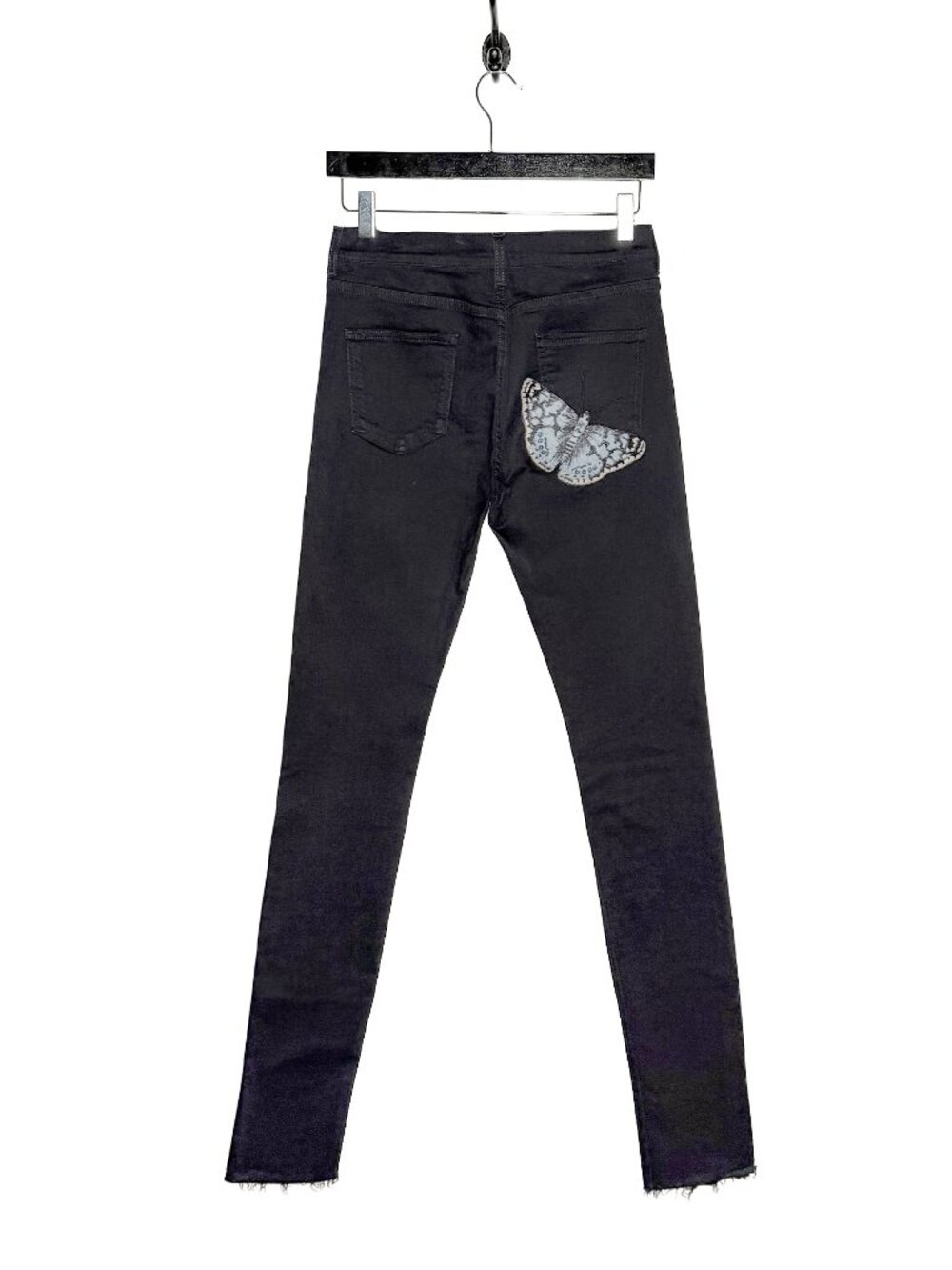 Gucci Navy Blue Butterfly Embroidered Patch Skinny Jeans